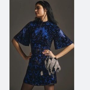 MOCK-NECK VELVET MINI DRESS